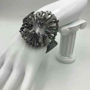 Vintage Y2K Wire Wrapped Floral Metal Cuff Bracelet Artisan Style Boho Statement